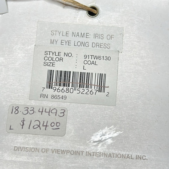 Tommy Bahama Iris Of My Eye Long Black Silk Dress Size Large NWT - Picture 9 of 10